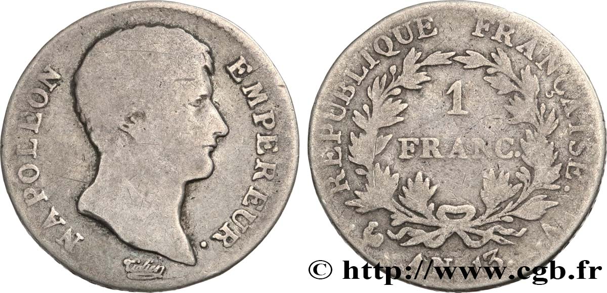 1 franc Napoléon Empereur, Calendrier révolutionnaire 1805 Paris F.201/14 B10 