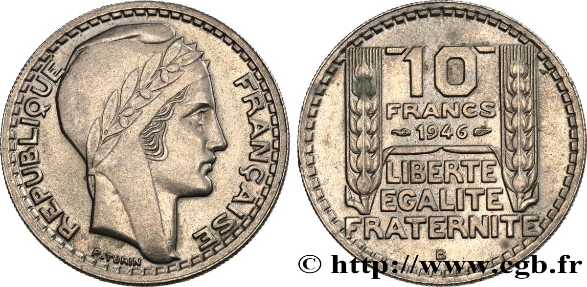 Lot de 2 pièces France 10 Francs 1945/1949 Collection monnaie TURIN. Rameaux longs ET rameaux courts - Collection