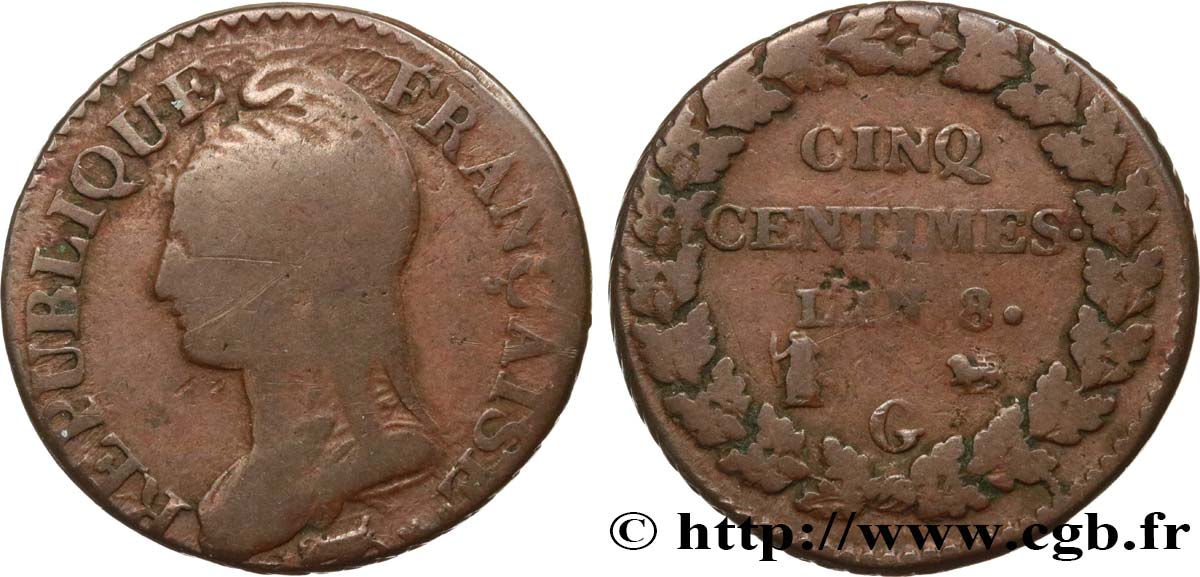 Cinq centimes Dupré, grand module 1800 Genève F.115/126 BC15 