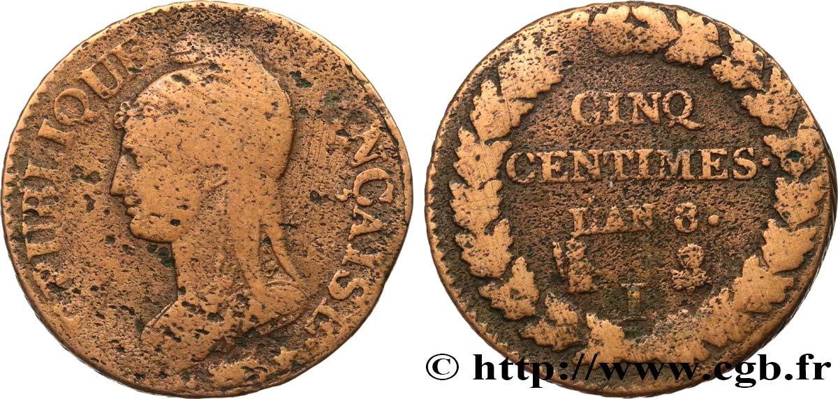 Cinq centimes Dupré, grand module 1800 Limoges F.115/127 BC15 