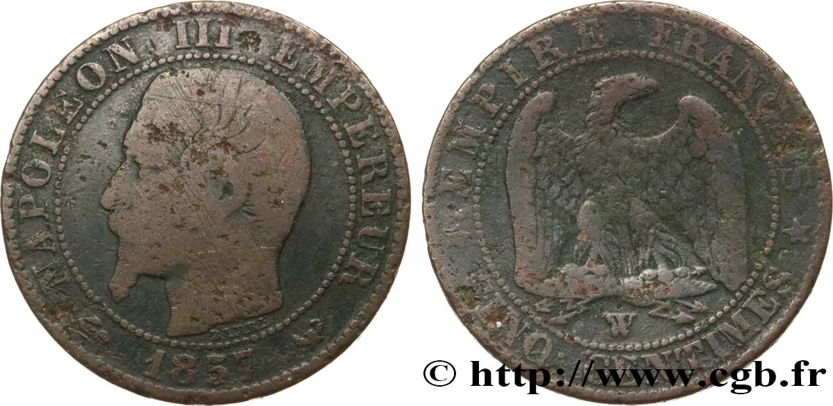 Cinq centimes Napoléon III, tête nue 1857 Lille F.116/43 B 