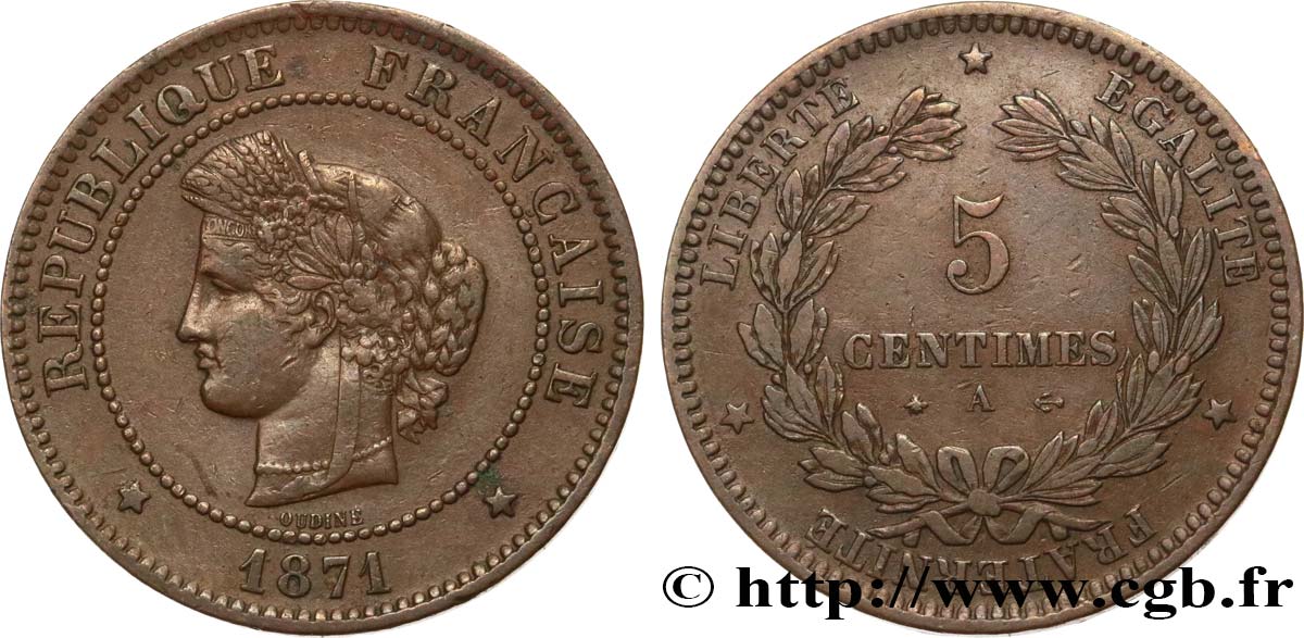 5 centimes Cérès 1871  Paris F.118/2 S35 