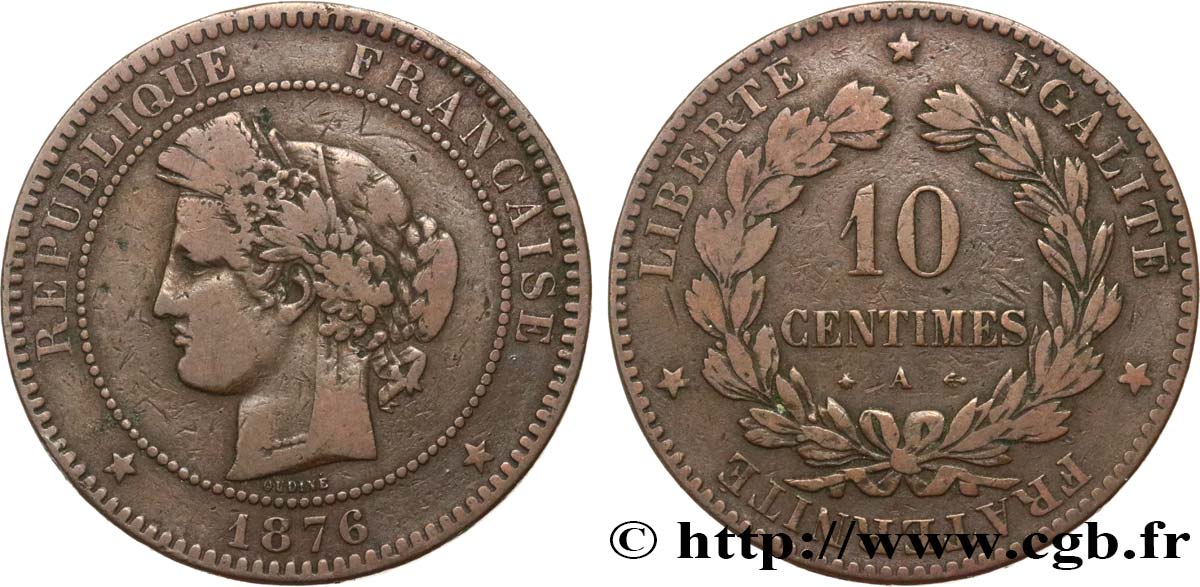 10 centimes Cérès 1876 Paris F.135/16 MB15 