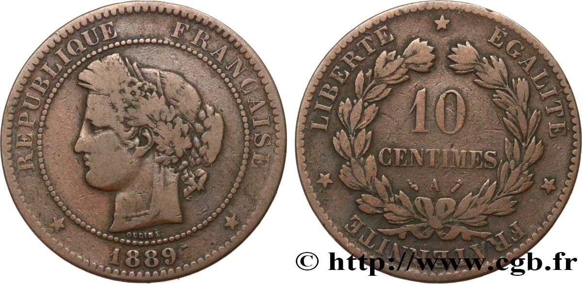 10 centimes Cérès 1889 Paris F.135/34 F15 
