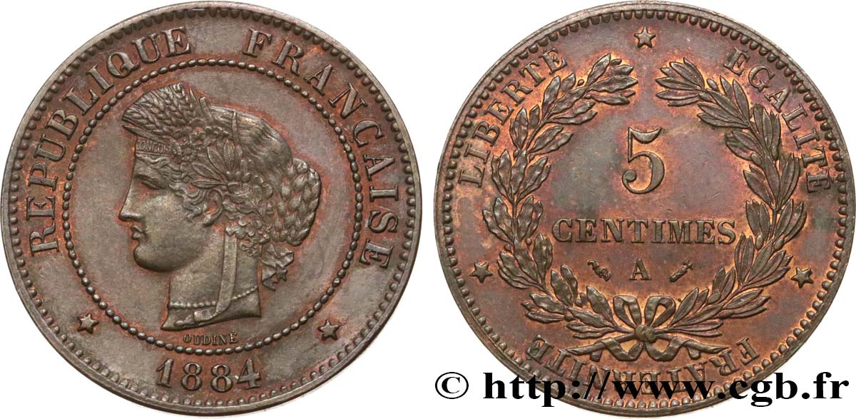 5 centimes Cérès 1884 Paris F.118/26 VZ 