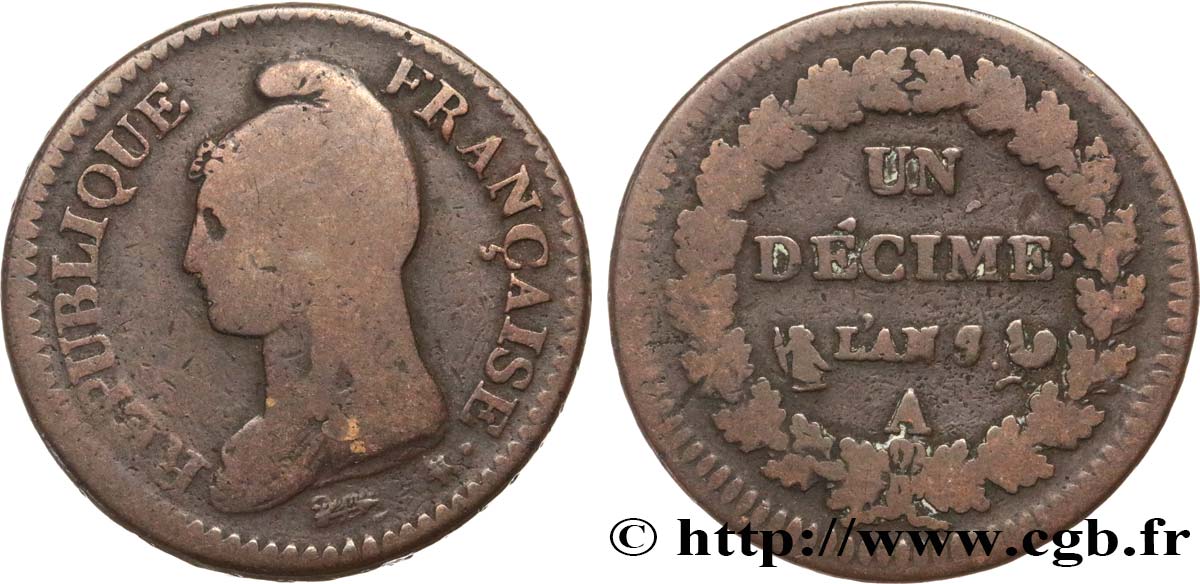 Un décime Dupré, grand module 1799 Paris F.129/24 B12 