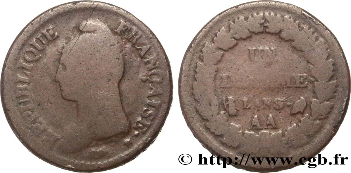 Un décime Dupré, grand module 1800 Metz F.129/57 B8 
