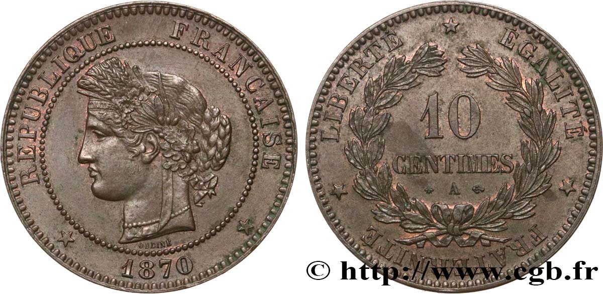 10 centimes Cérès 1870 Paris F.135/4 TTB53 