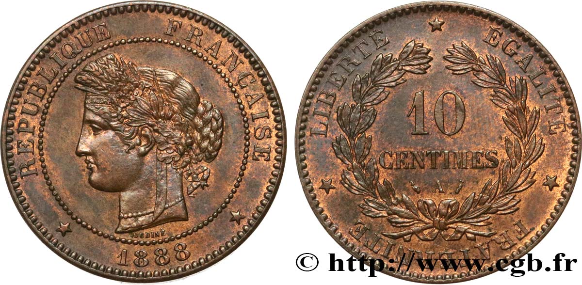 10 centimes Cérès 1888 Paris F.135/33 VZ55 