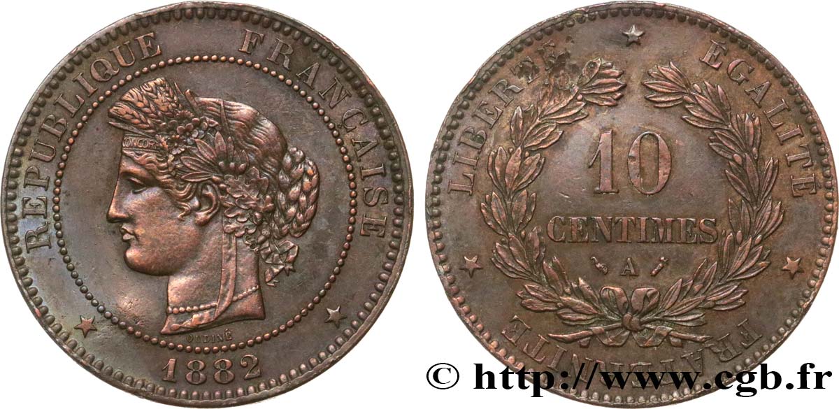 10 centimes Cérès 1882 Paris F.135/26 AU50 