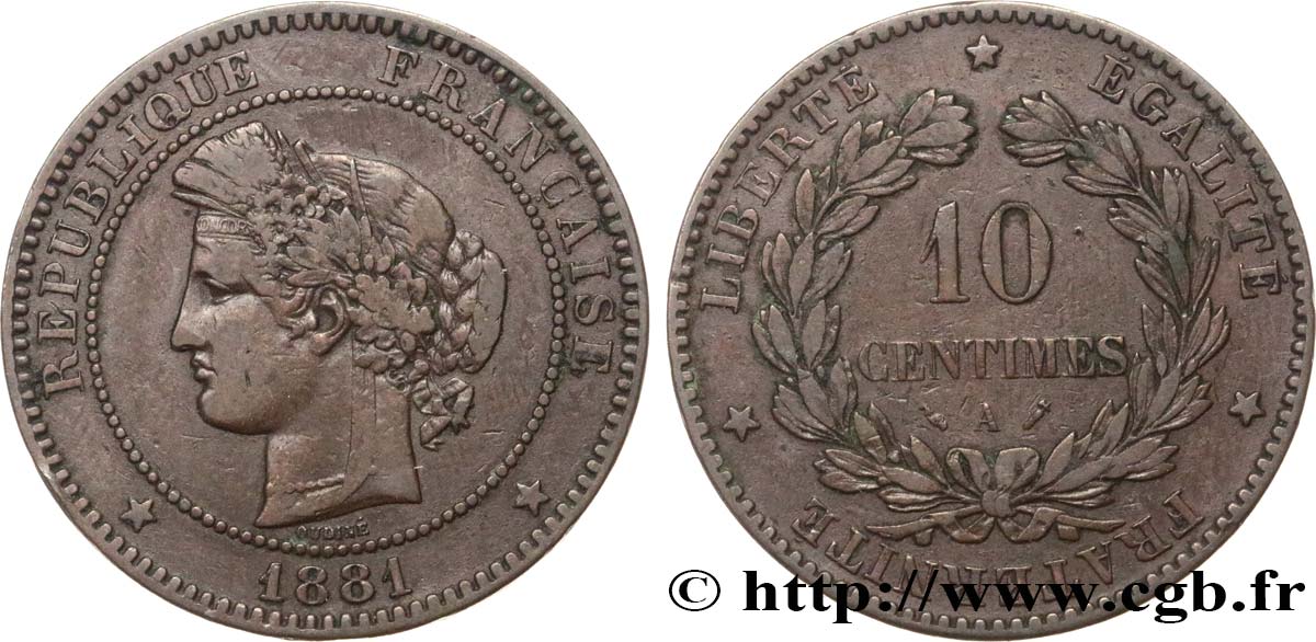 10 centimes Cérès 1881 Paris F.135/25 TB25 