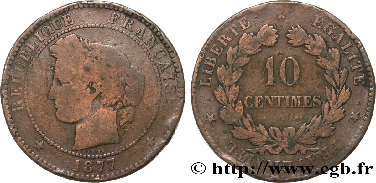 10 centimes Cérès 1877 Paris F.135/18 SGE8 