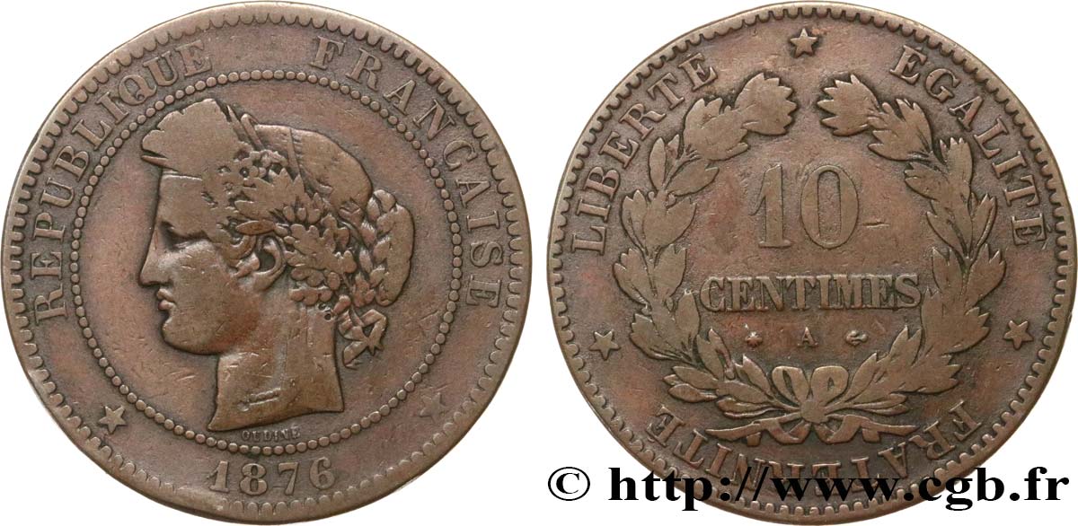 10 centimes Cérès 1876 Paris F.135/16 F15 