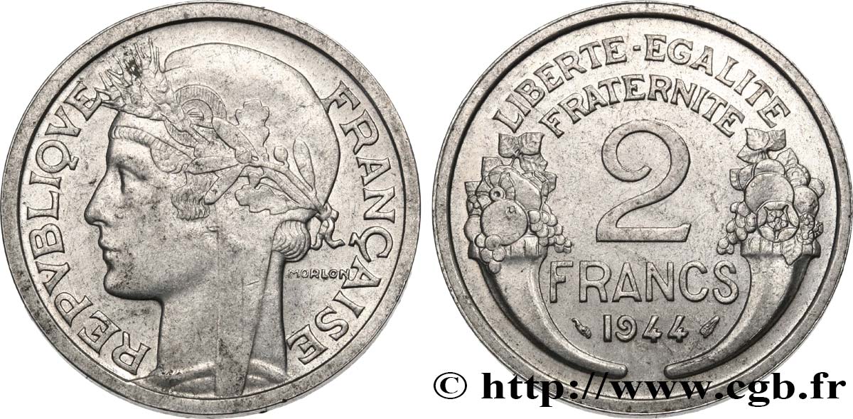 2 francs Morlon, aluminium 1944  F.269/4 BB53 