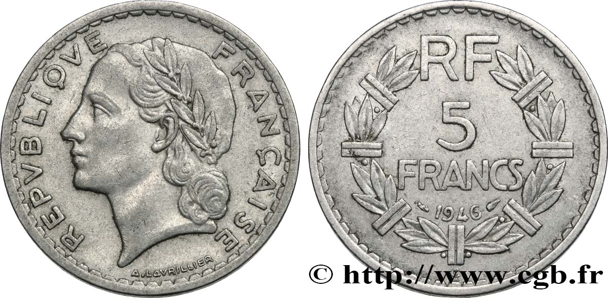 5 francs Lavrillier en aluminium 1946 Castelsarrasin F.339/8 S35 