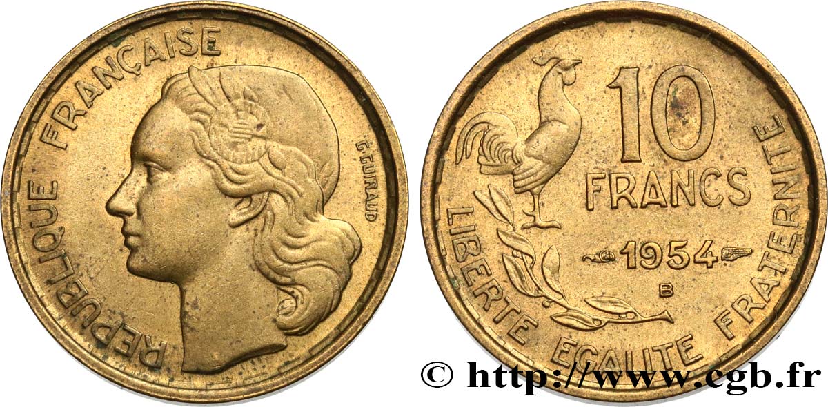 10 francs Guiraud 1954 Beaumont-Le-Roger F.363/11 EBC55 