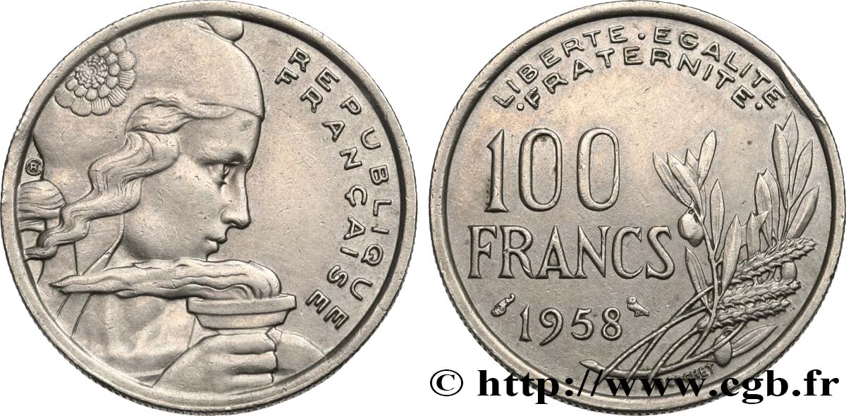 100 francs Cochet, Chouette 1958  F.450/13 XF 