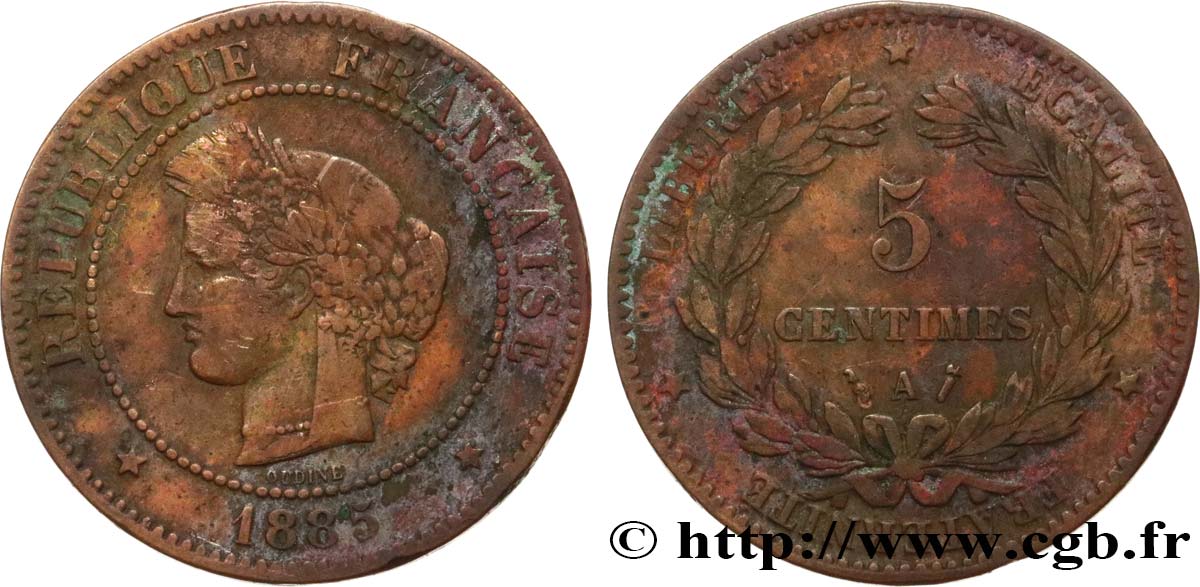 5 centimes Cérès 1885 Paris F.118/27 BC15 