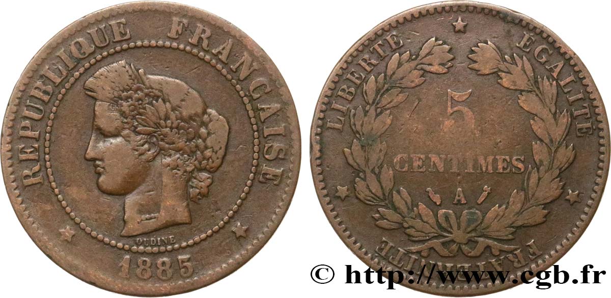 5 centimes Cérès 1885 Paris F.118/27 F15 