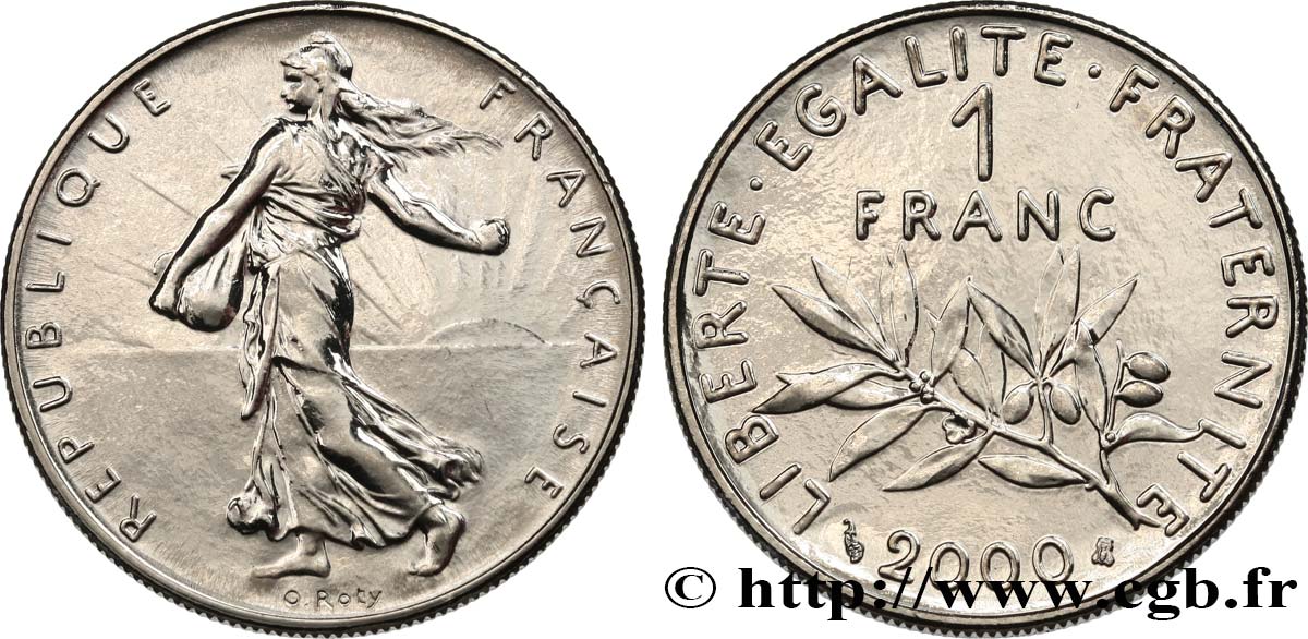 1 franc Semeuse, nickel, BU (Brillant Universel) 2000 Pessac F.226/48 FDC 