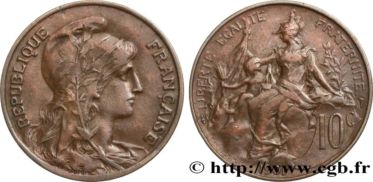 10 centimes Daniel-Dupuis 1901  F.136/10 XF40 