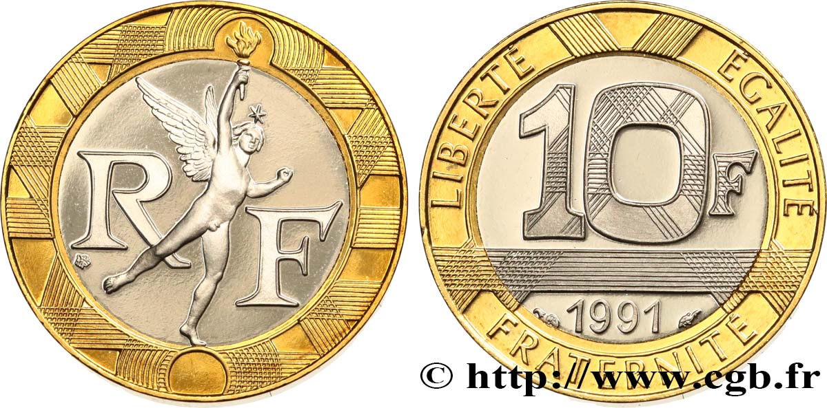 10 francs Génie de la Bastille, BE (Belle Épreuve) 1991 Pessac F.375/6 var. MS 