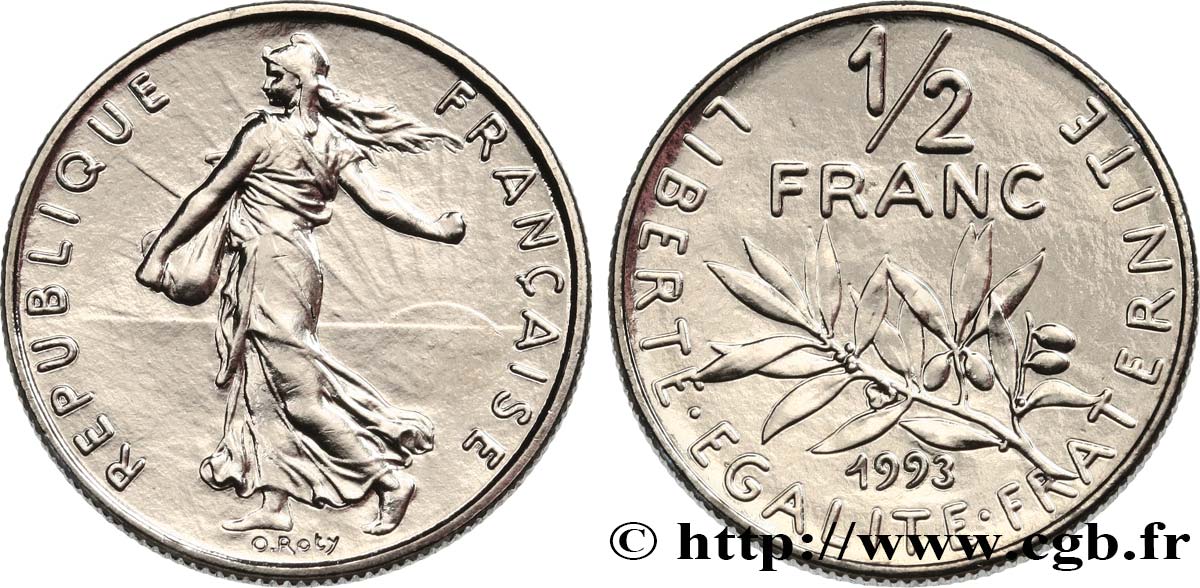 1/2 franc Semeuse, BU (Brillant Universel), frappe médaille 1993 Pessac F.198/35 FDC 