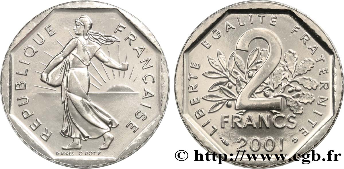 2 francs Semeuse, nickel, BU (Brillant Universel)  2001 Pessac F.272/29 ST 