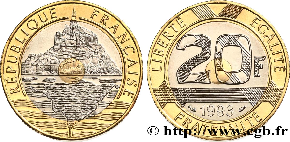 20 francs Mont Saint-Michel BU (Brillant Universel) 1993 Pessac F.403/8 MS 