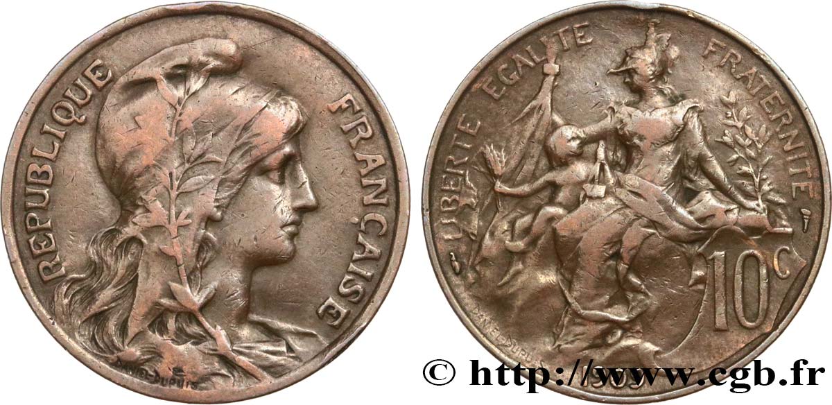 10 centimes Daniel-Dupuis 1909  F.136/18 VF30 
