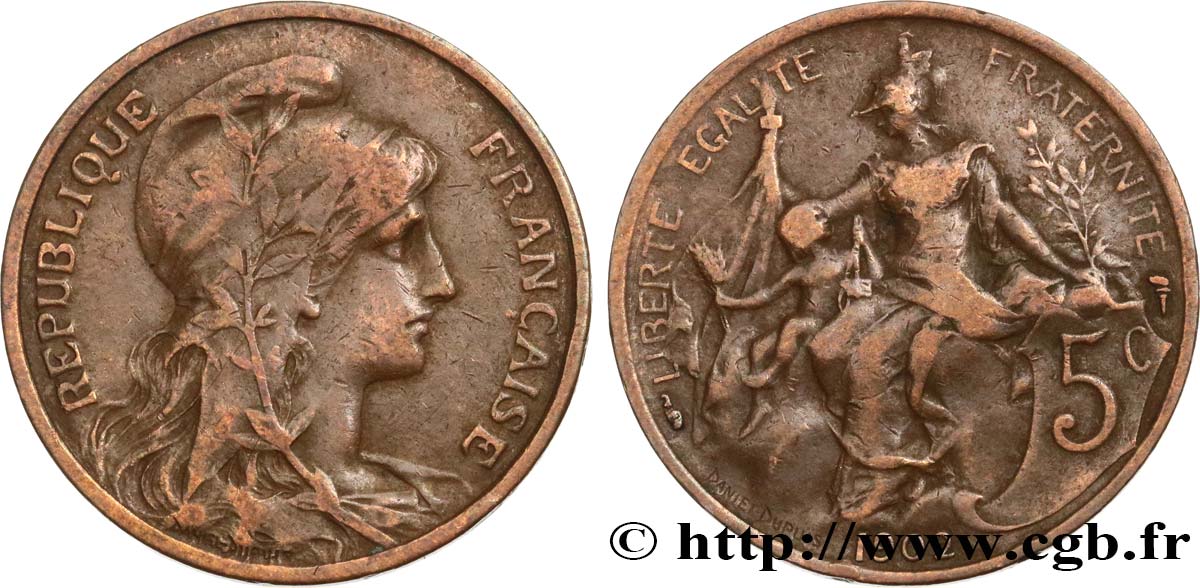 5 centimes Daniel-Dupuis 1902  F.119/12 VF25 