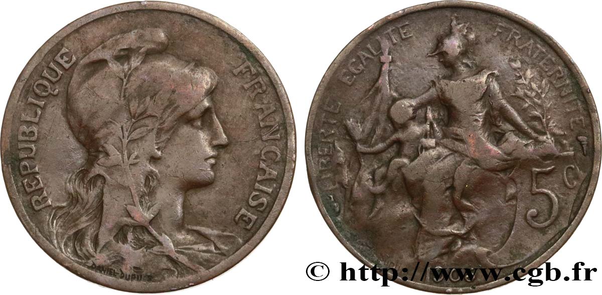 5 centimes Daniel-Dupuis 1905  F.119/15 TB15 