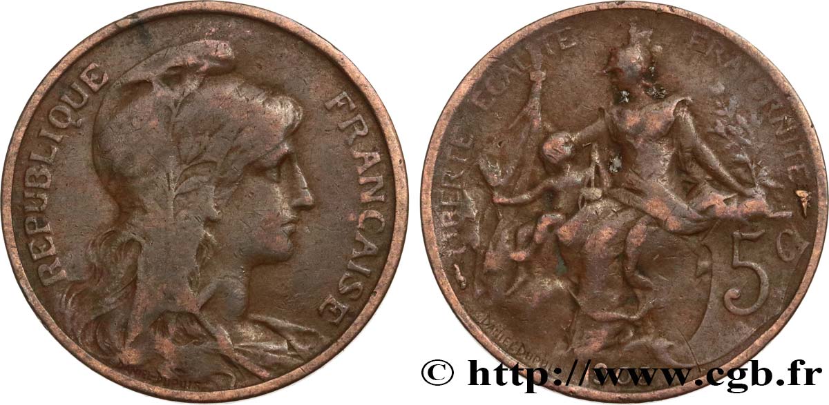 5 centimes Daniel-Dupuis 1905  F.119/15 VG10 
