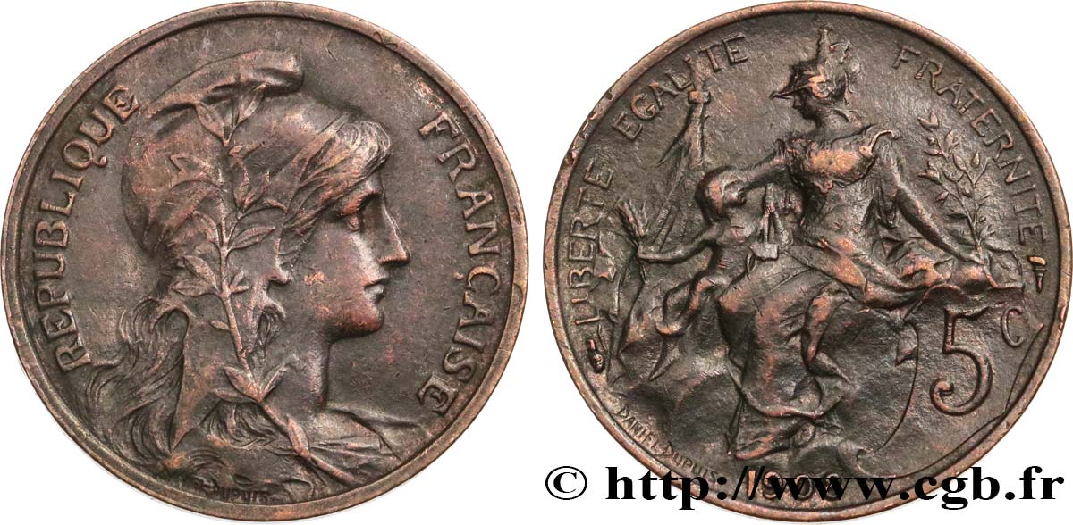 5 centimes Daniel-Dupuis 1908  F.119/19 SS40 