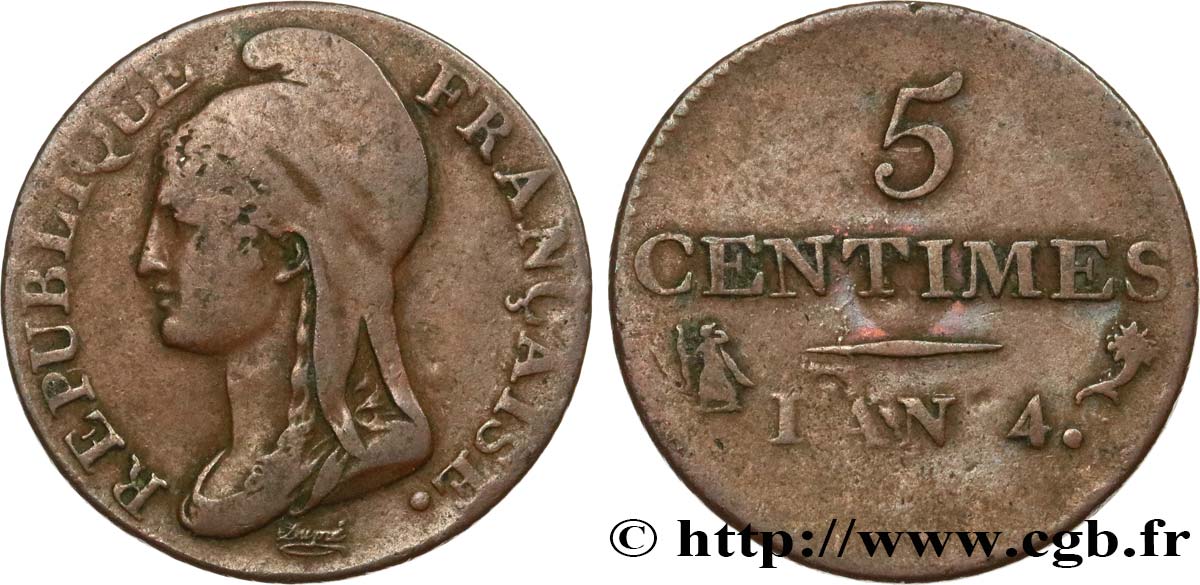 5 centimes Dupré, petit module 1796 Paris F.113/1 TB25 