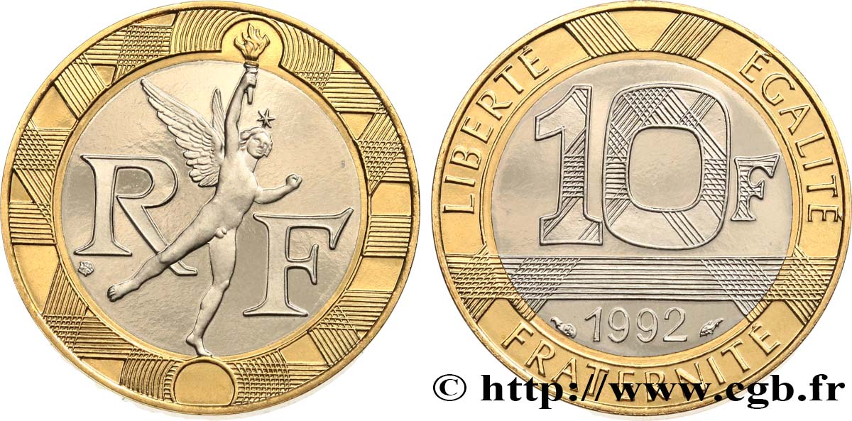 10 francs Génie de la Bastille, Belle Épreuve 1992 Pessac F.375/8 var. MS 
