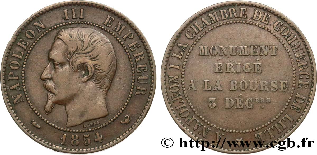 Module de dix centimes, Visite à la chambre de commerce de Lille 1854 Lille VG.3403  TB35 