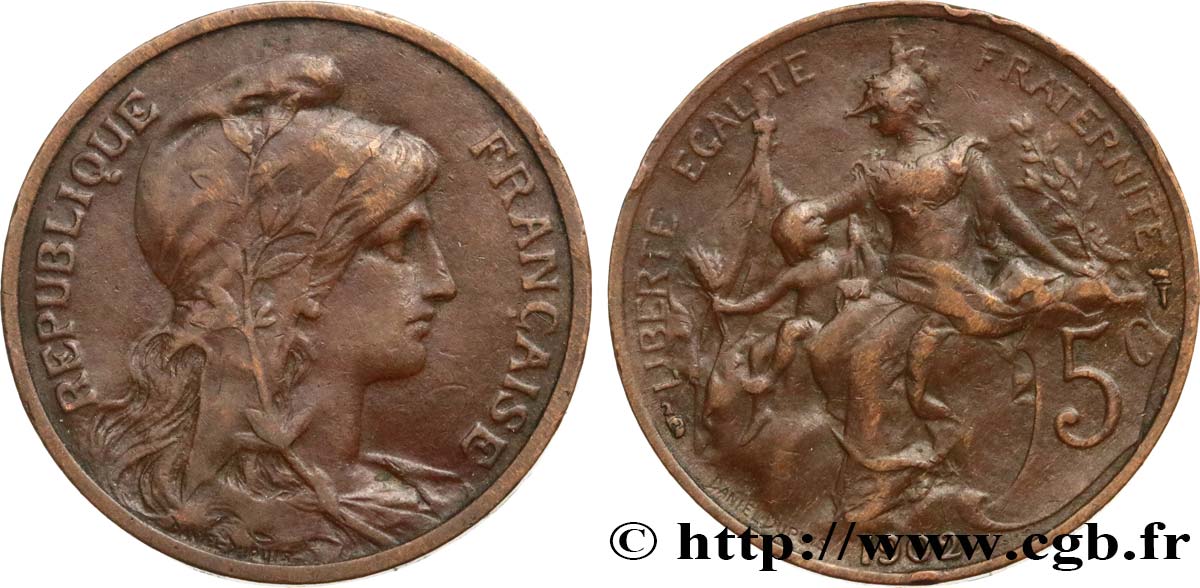 5 centimes Daniel-Dupuis 1902  F.119/12 VF30 