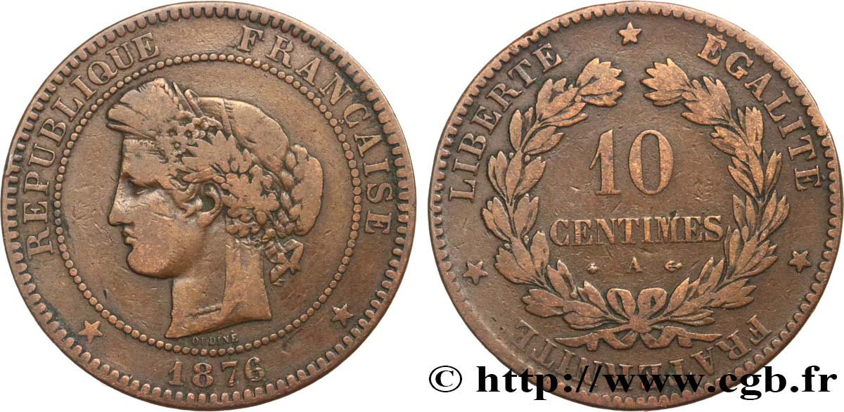10 centimes Cérès 1876 Paris F.135/16 MB15 