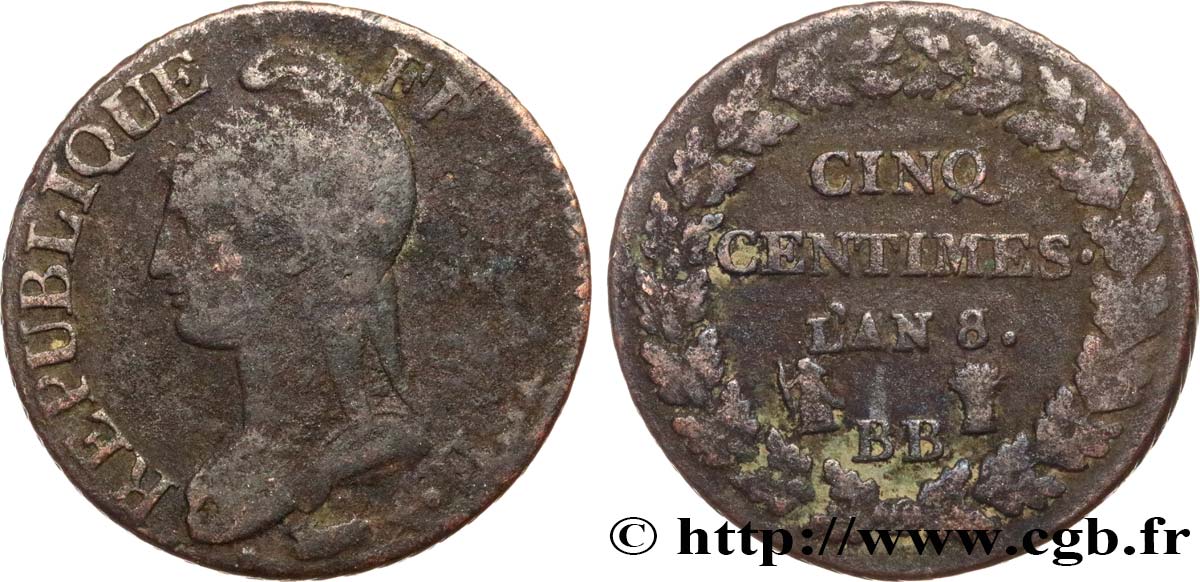 Cinq centimes Dupré, grand module 1800 Strasbourg F.115/118 TB20 