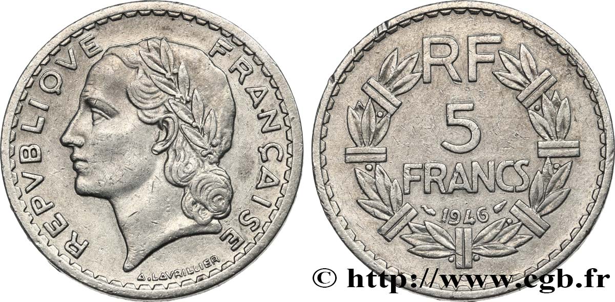 5 francs Lavrillier en aluminium 1946 Castelsarrasin F.339/8 VF35 