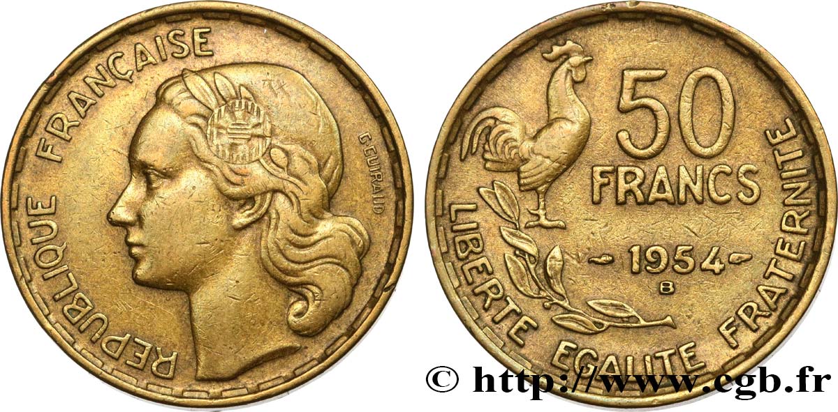 50 francs Guiraud 1954 Beaumont-le-Roger F.425/13 TTB40 