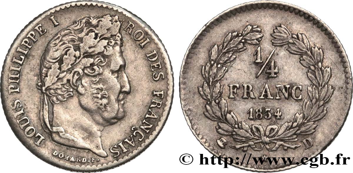 1/4 franc Louis-Philippe 1834 Lyon F.166/40 MB35 
