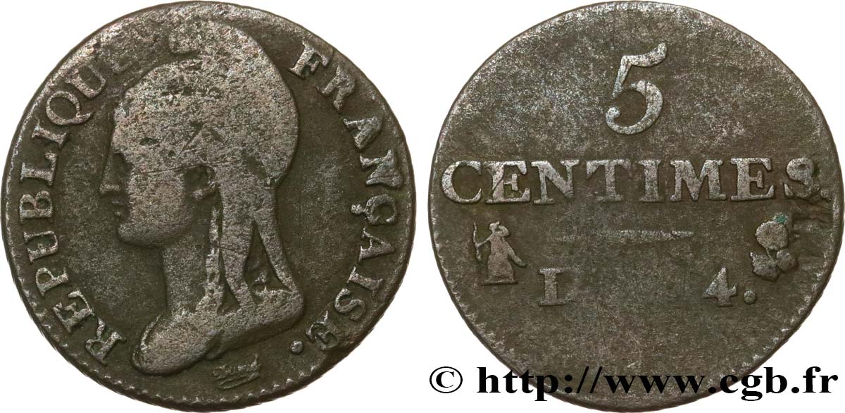 5 centimes Dupré, petit module 1796 Limoges F.113/2 B10 