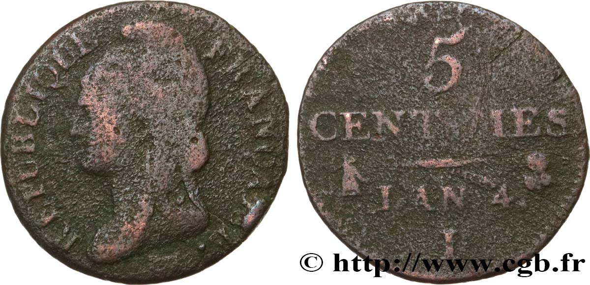 5 centimes Dupré, petit module 1796 Limoges F.113/2 B 