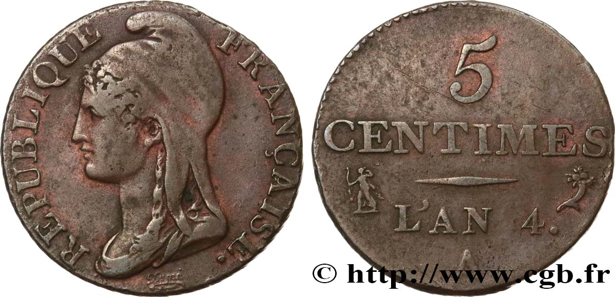 5 centimes Dupré, petit module 1796 Paris F.113/1 TB35 