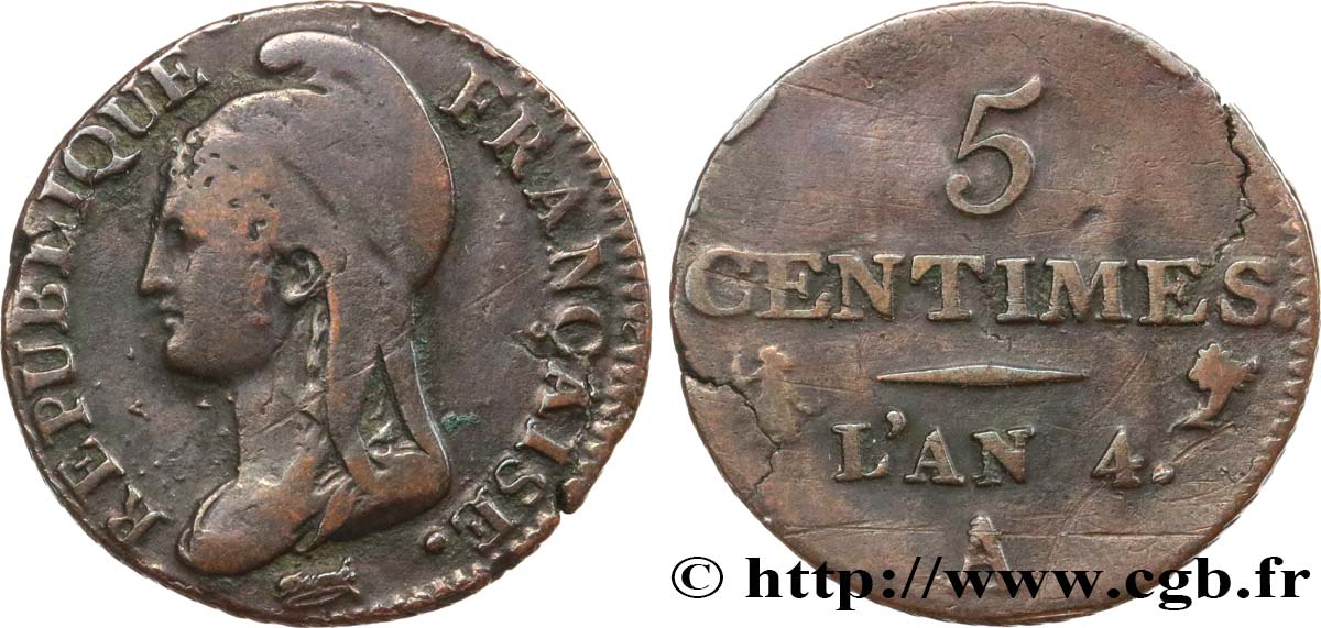 5 centimes Dupré, petit module 1796 Paris F.113/1 TB30 