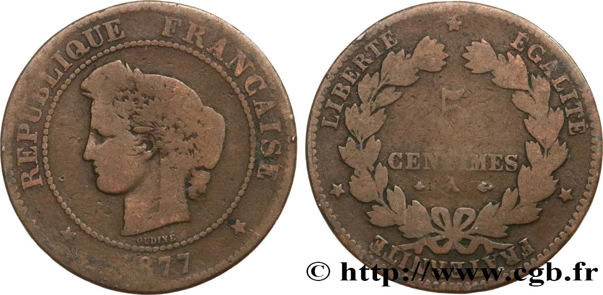 5 centimes Cérès 1877 Paris F.118/15 SGE8 
