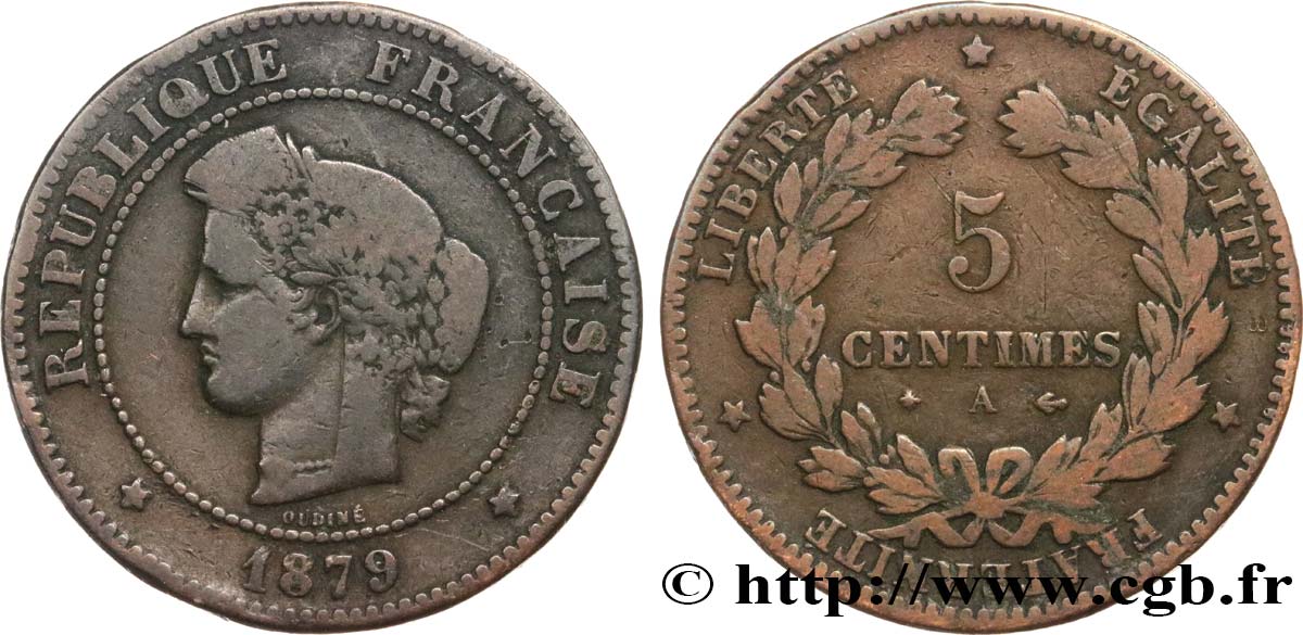 5 centimes Cérès 1879 Paris F.118/19 TB15 