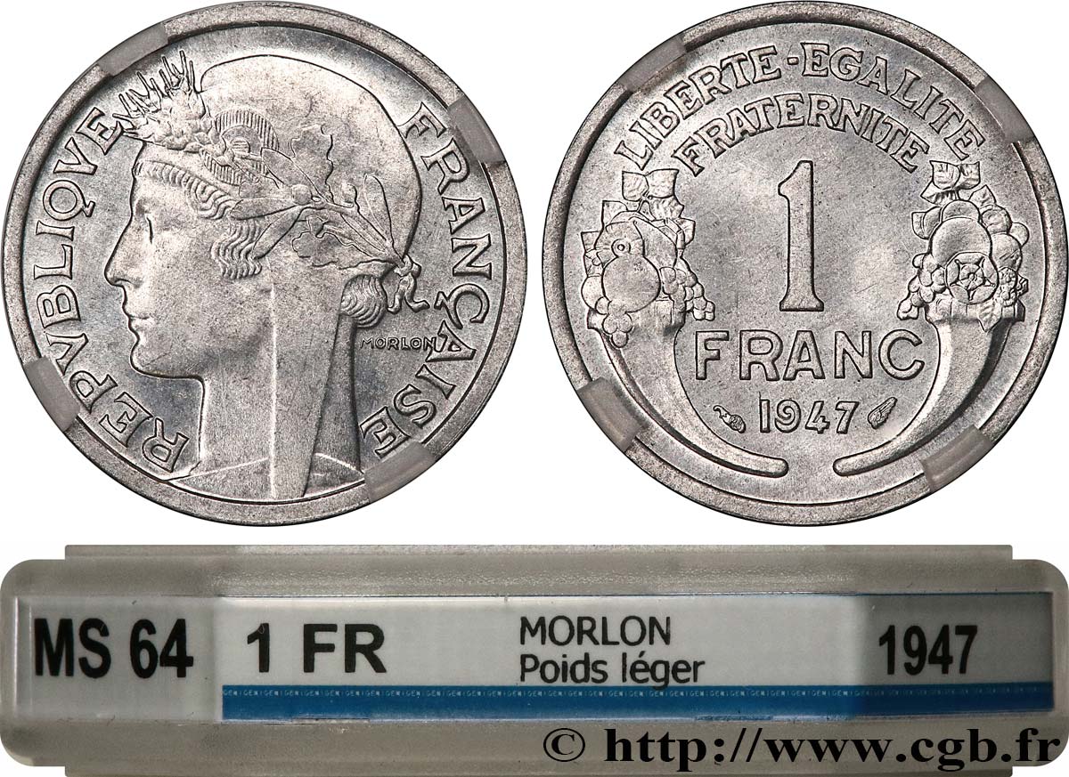 1 franc Morlon, légère 1947  F.221/11 MS64 GENI